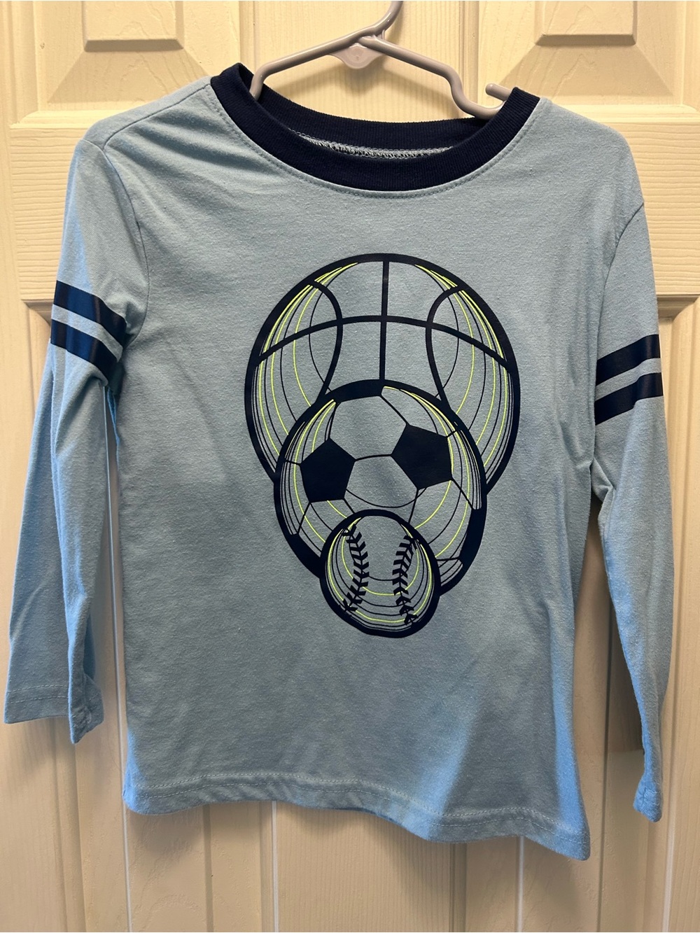 jumping beans Light Blue Long Sleeve Sports Graphic Tee with Navy Accents